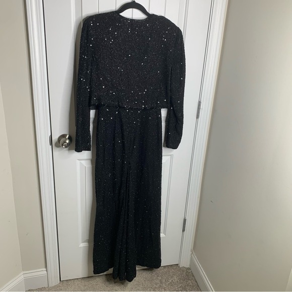 Vintage Judith Ann 2‎ pc black silk sequin embellished dress small quiet luxury - Picture 5 of 9